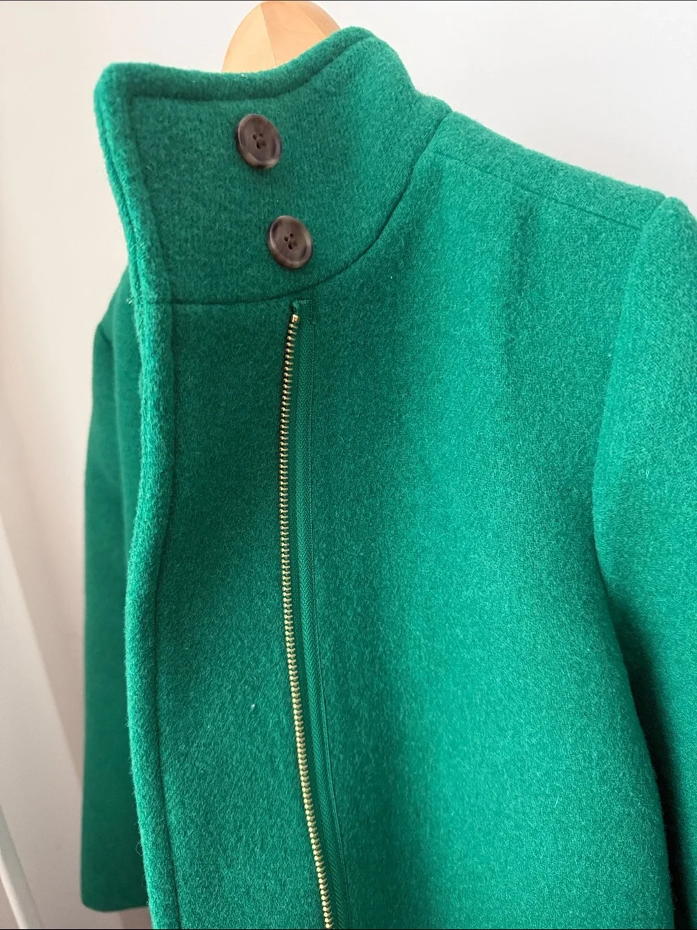 J. Crew Emerald Green Wool Zip-Front Pea Coat Size 6 - Picture 6 of 12